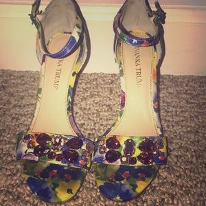 IVANKA TRUMP FLORAL JEWELED HEELS